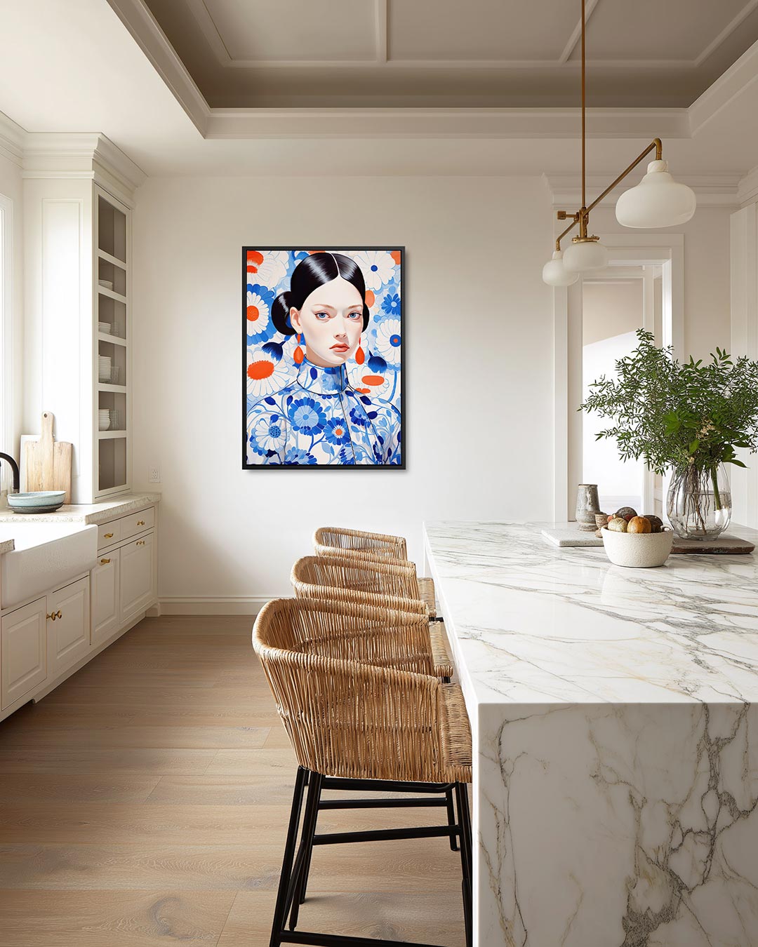 Vrouw met bloemenpatroon – staand wanddecoratie kunstwerk