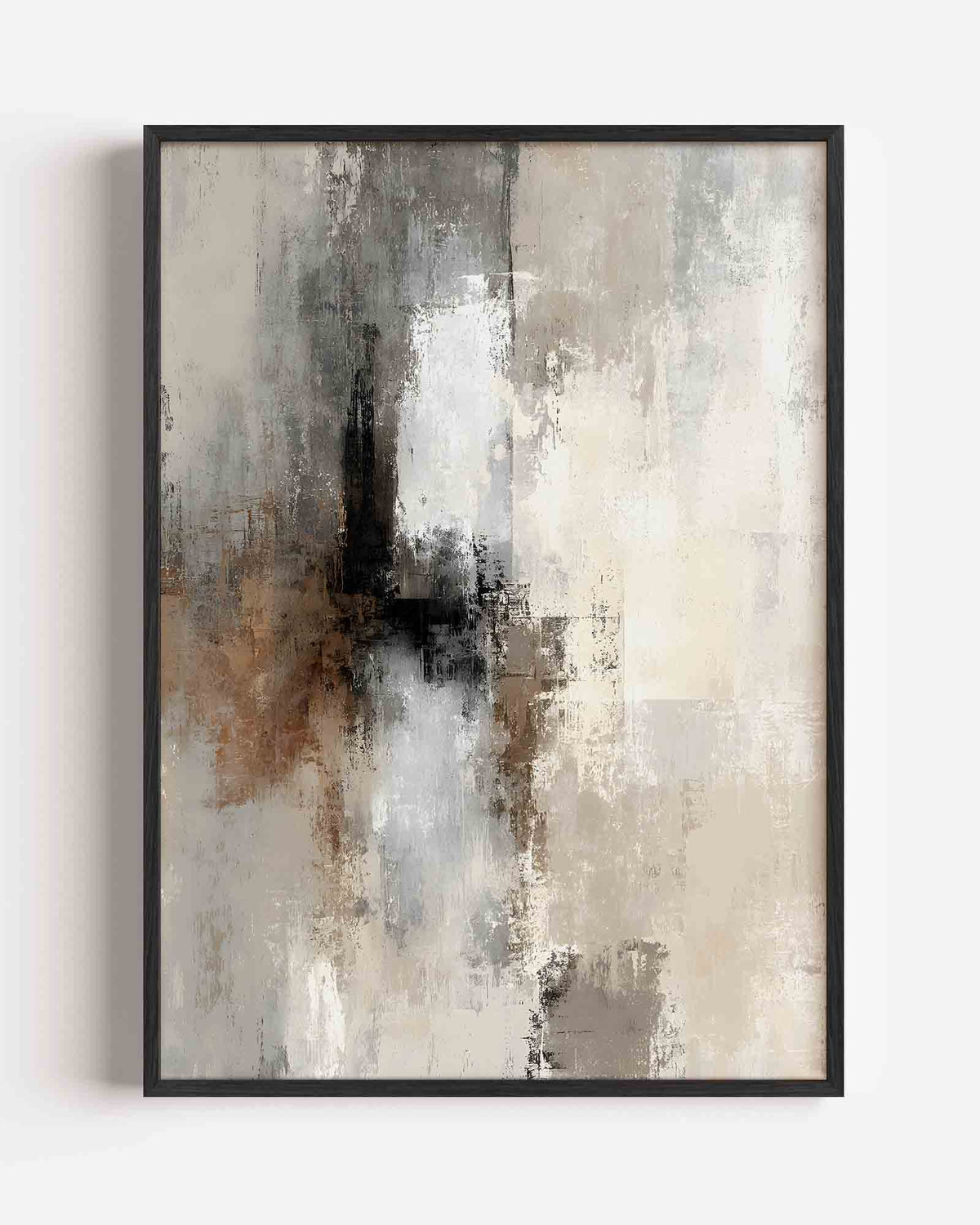 Abstracte beige en grijze – abstracte textuur portret poster als wanddecoratie