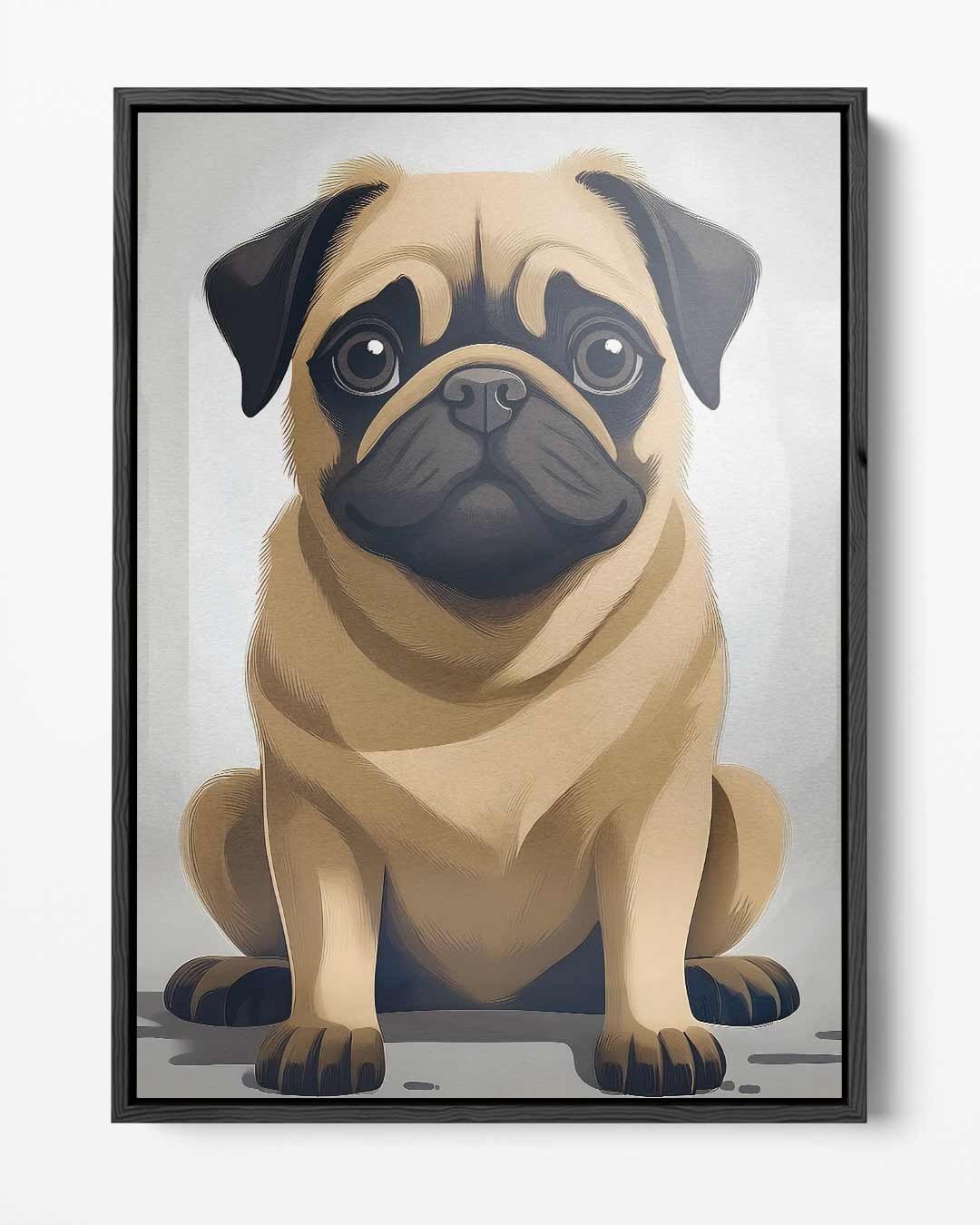 Schattige Mopshond Illustratie – portret kunstwerk als wanddecoratie