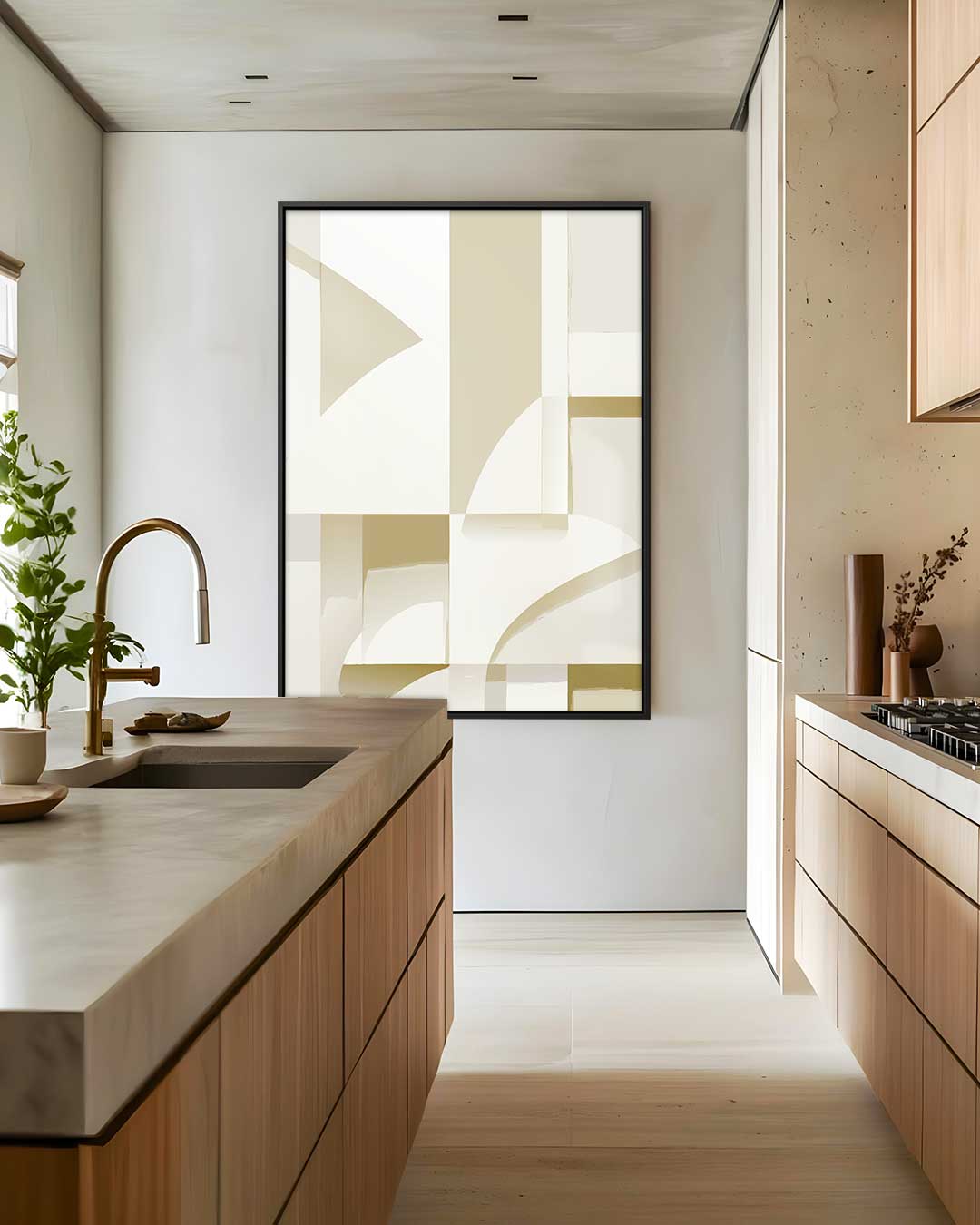 Abstracte Geometrische Compositie – dibond wanddecoratie in staand formaat