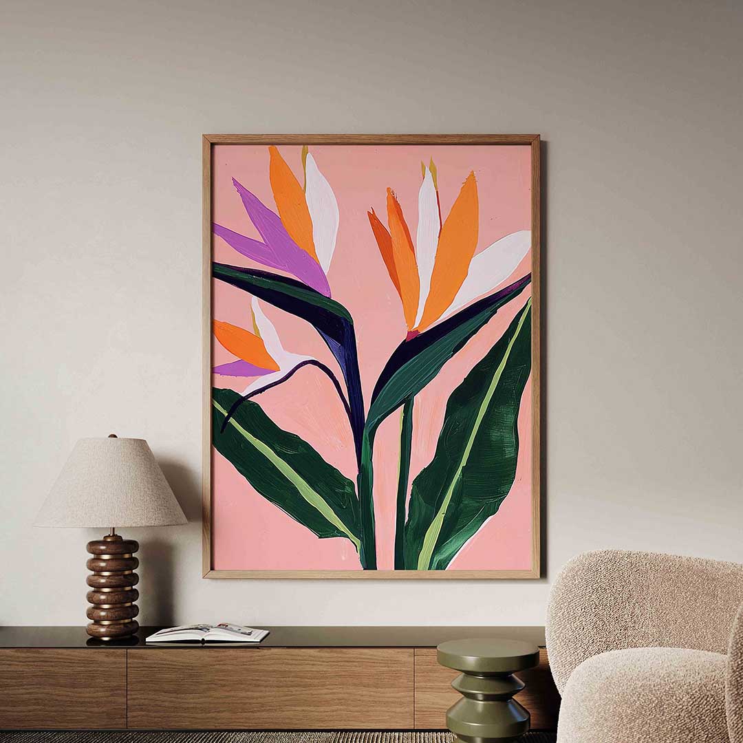 Paradijsvogelbloem – tropische jungle poster in staand formaat
