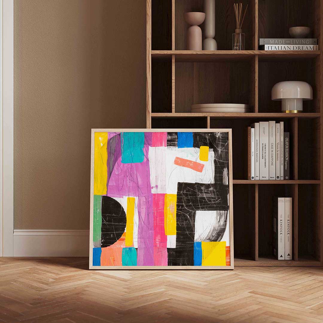 Abstracte vormen – kleurrijke vierkante wanddecoratie van WallArtistic