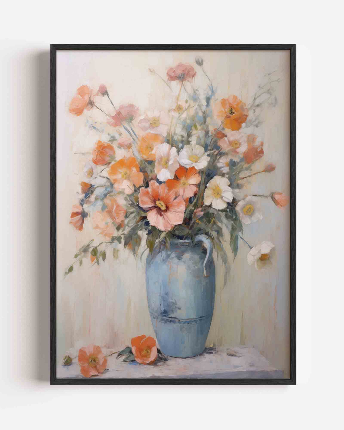 Bloemen in blauwe vaas – bloemen portret poster als wanddecoratie