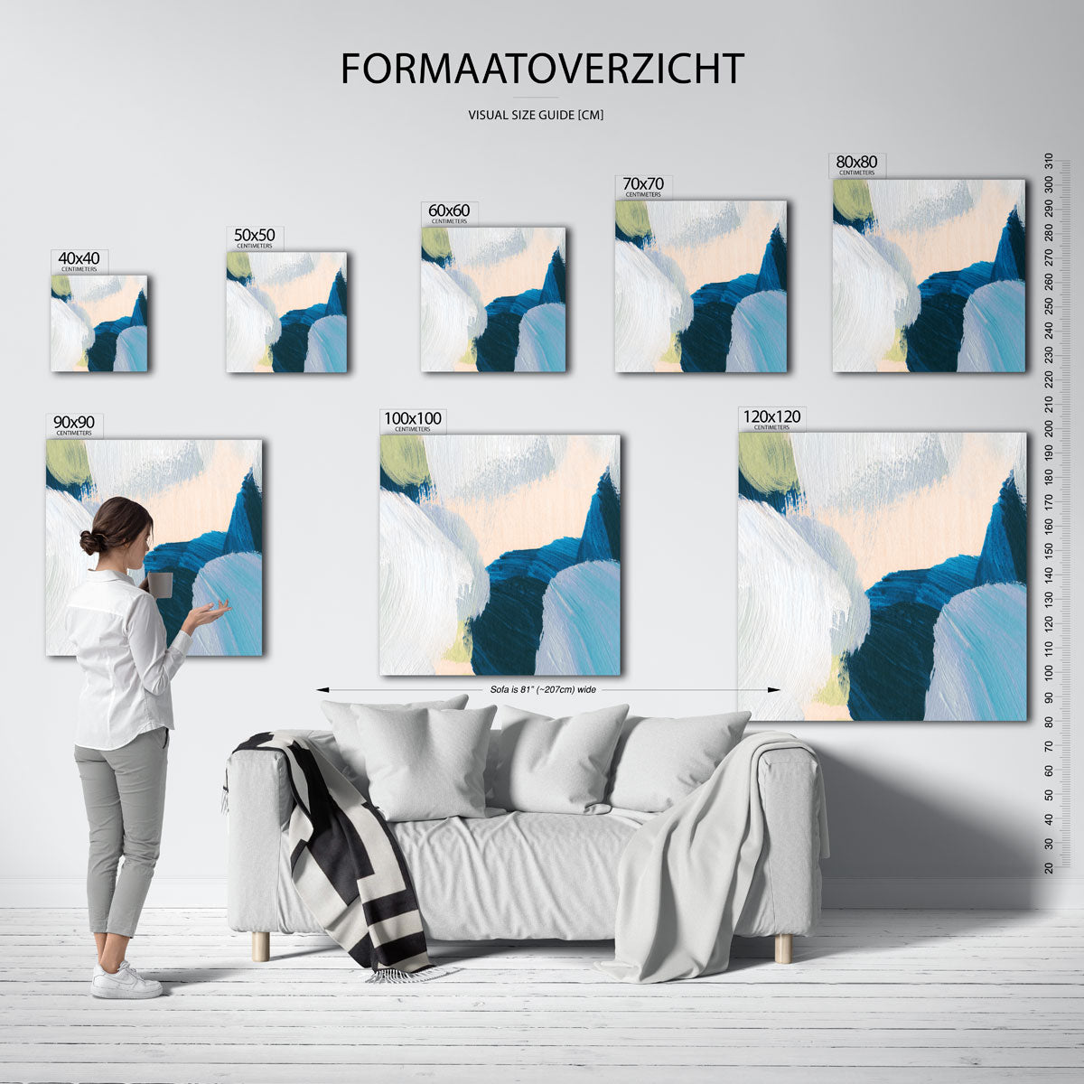 Abstracte penseelstreken – vierkante muurposter met artistieke uitstraling