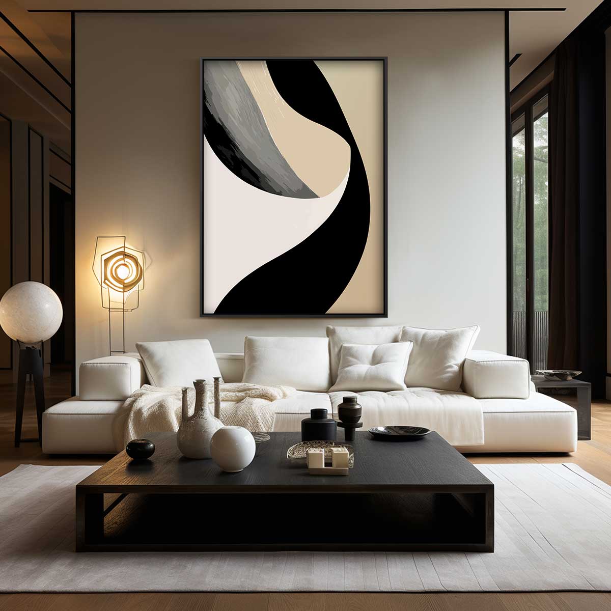 Elegante Abstracte Golf – modern portret kunstwerk van WallArtistic