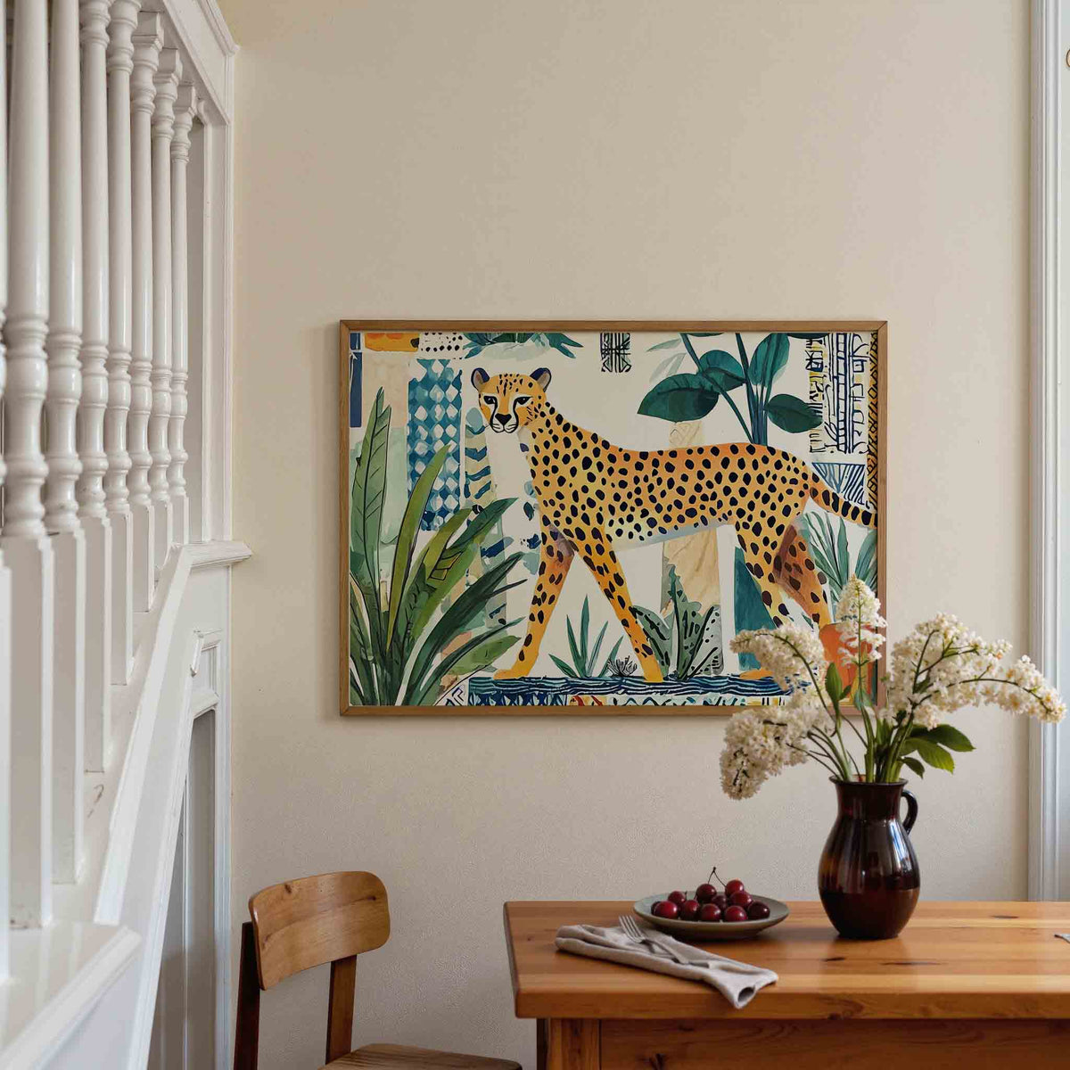 Luipaard en bladeren – dieren poster in liggend formaat