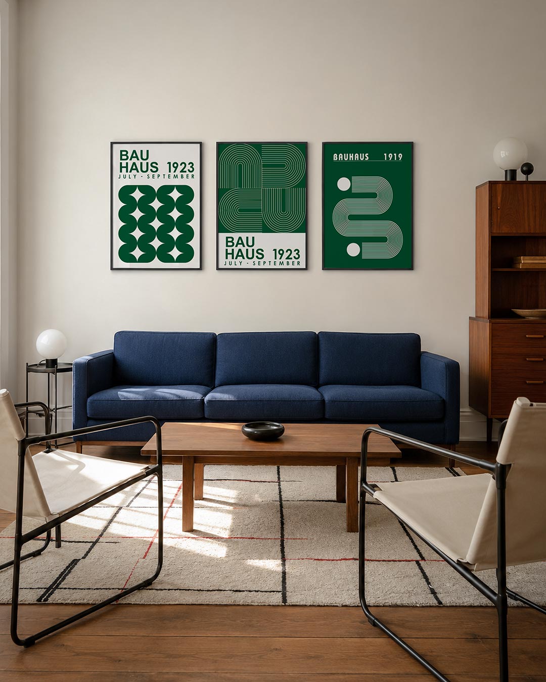 Vorm en ritme driedelige posterset – deze posterset in drie delen toont een speelse ordening van donkergroene, halve cirkels