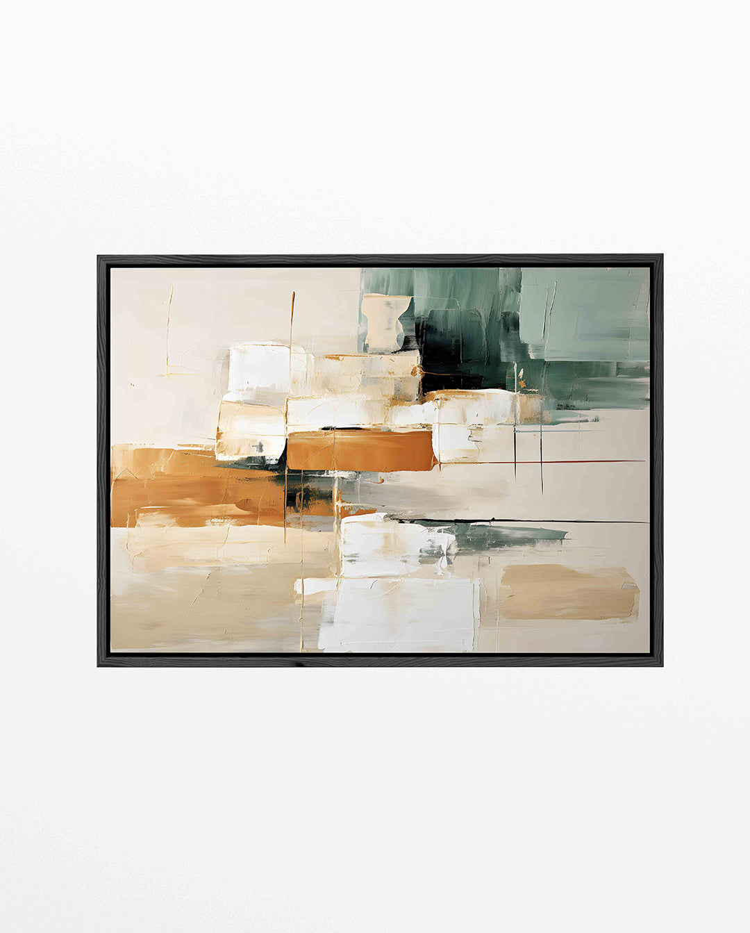Geometrische kleurencompositie – Beige – liggend abstract kunstwerk