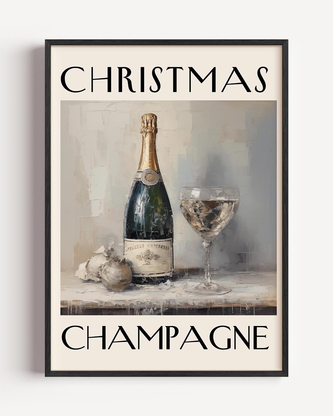 Stijlvolle Kerst Champagnetijd – kerst portret poster als wanddecoratie
