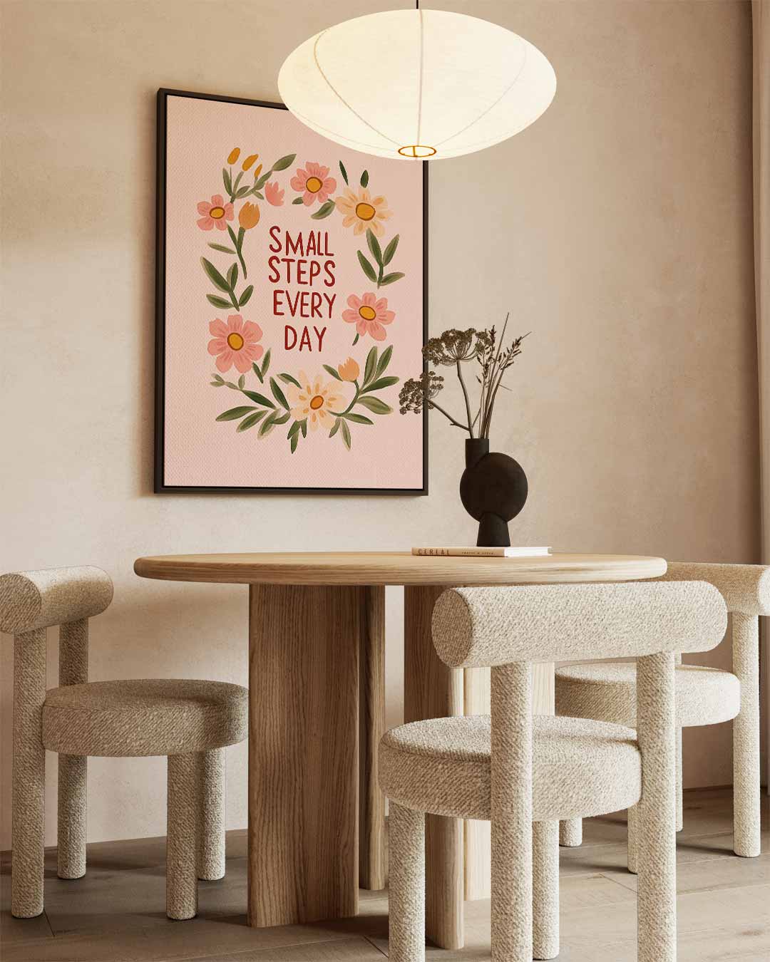 Motiverende Bloemenposter – kunstwerk met zwarte baklijst