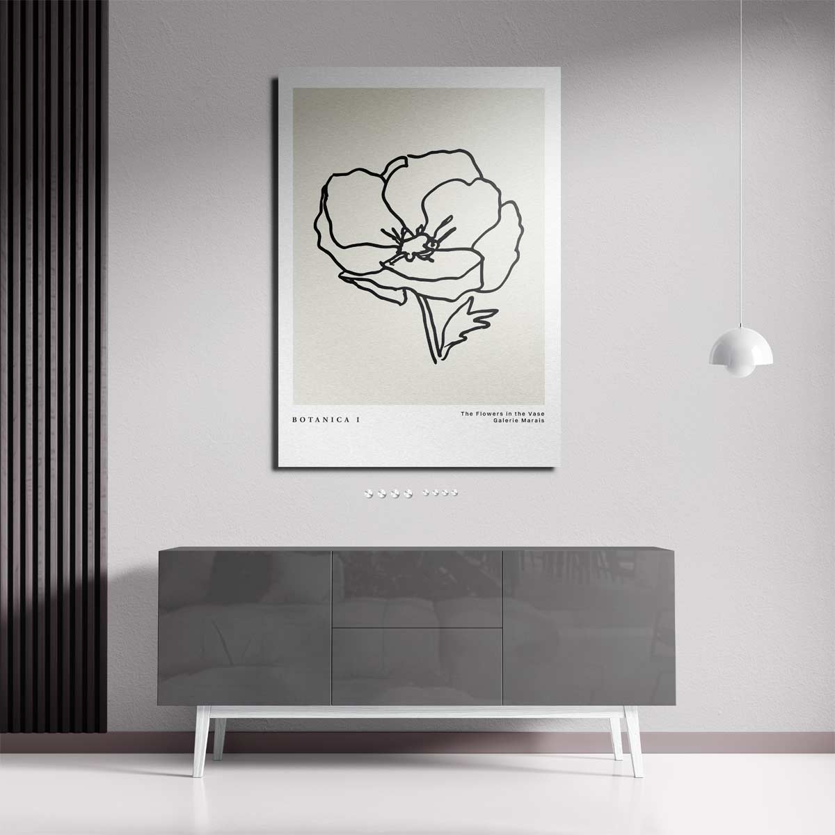 Botanica I Minimalistische Bloemenlijntekening – staande wandkunst voor woonkamer of interieur