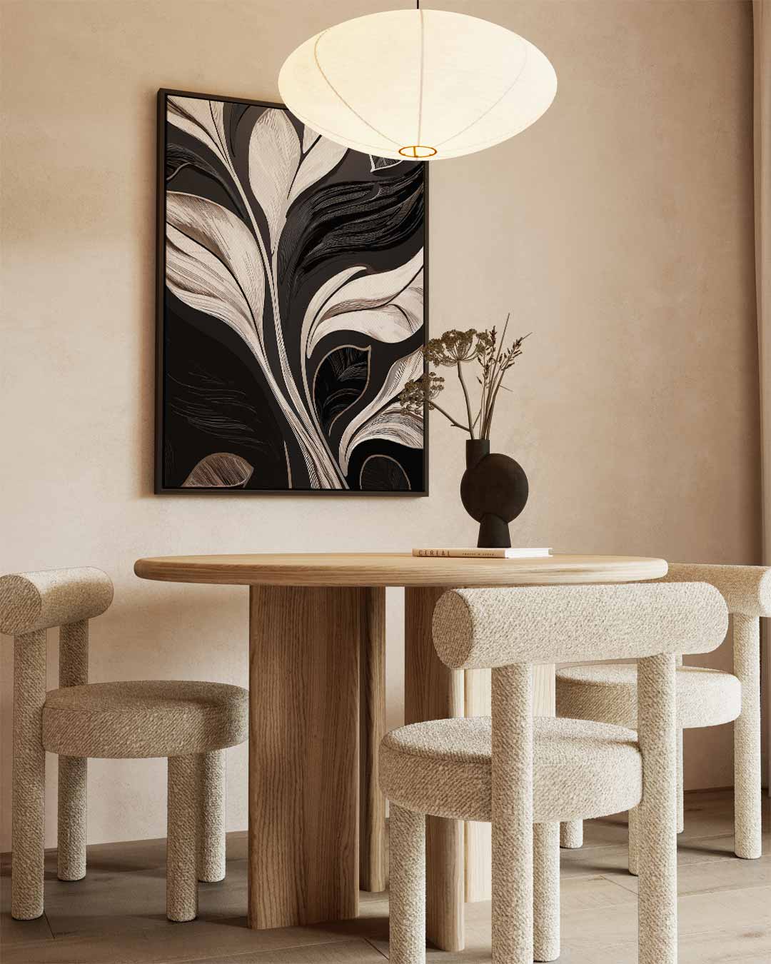 Elegant Botanisch Kunstwerk – kunstwerk met zwarte baklijst