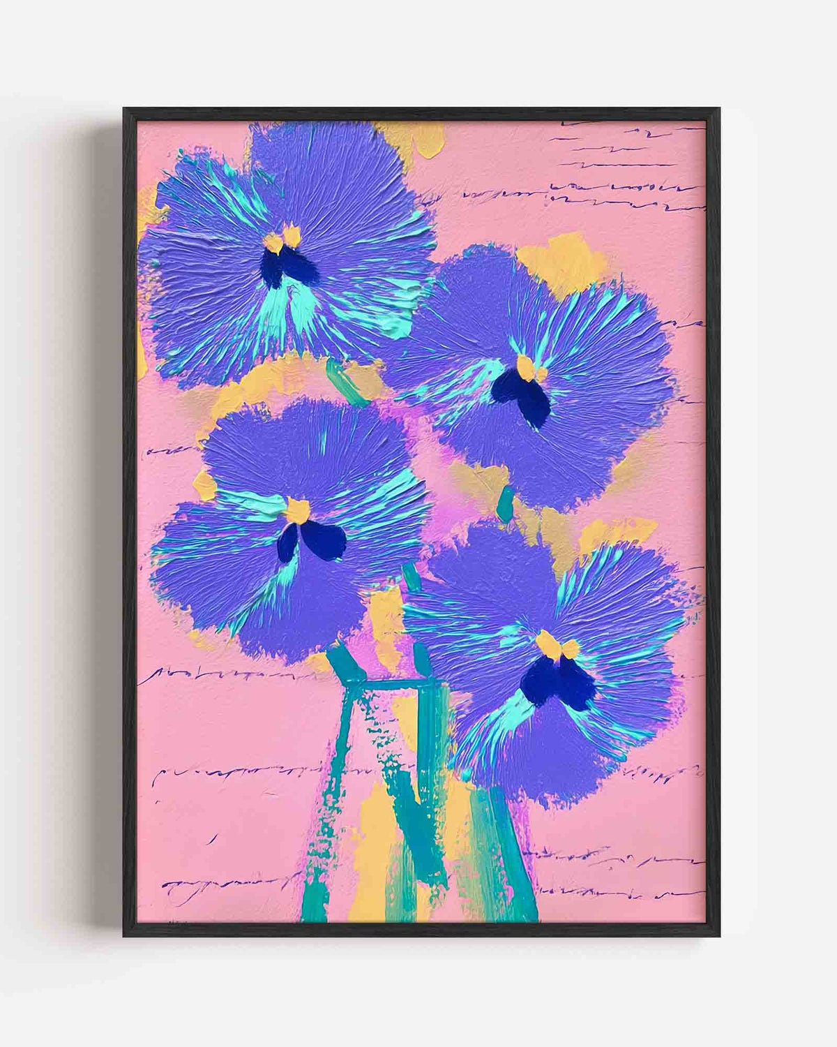 Bloemen in vaas – dromerige illustratie poster als wanddecoratie