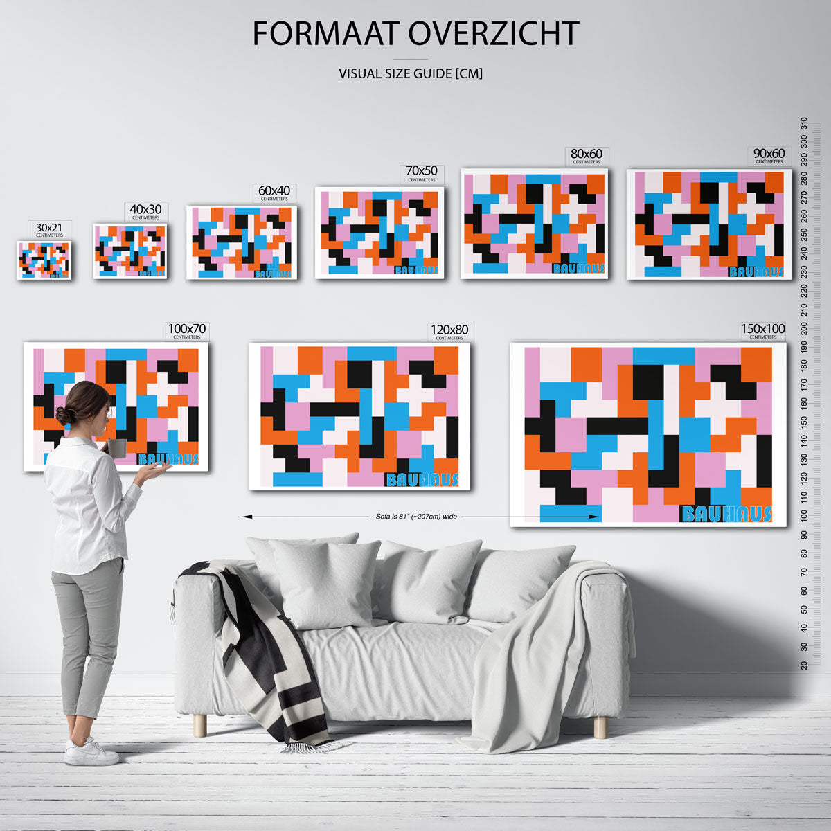 Kleurrijke vlakverdeling – geometrische poster in Bauhaus-stijl van WallArtistic