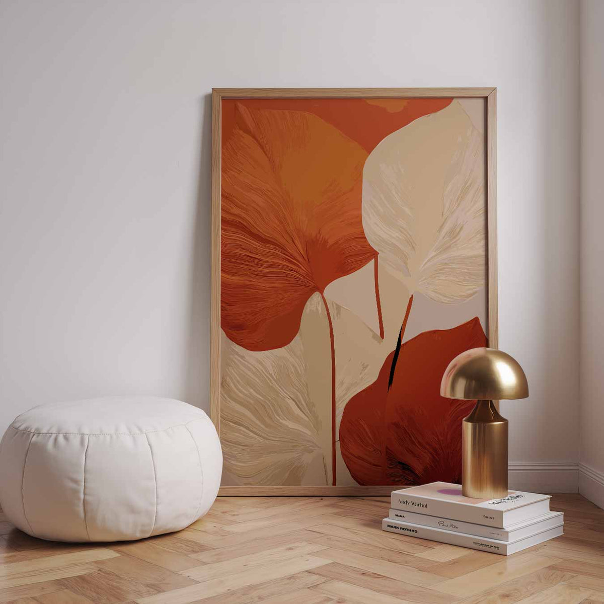 Herfstbladeren Abstractie – staande kleurrijke abstracte wanddecoratie van WallArtistic