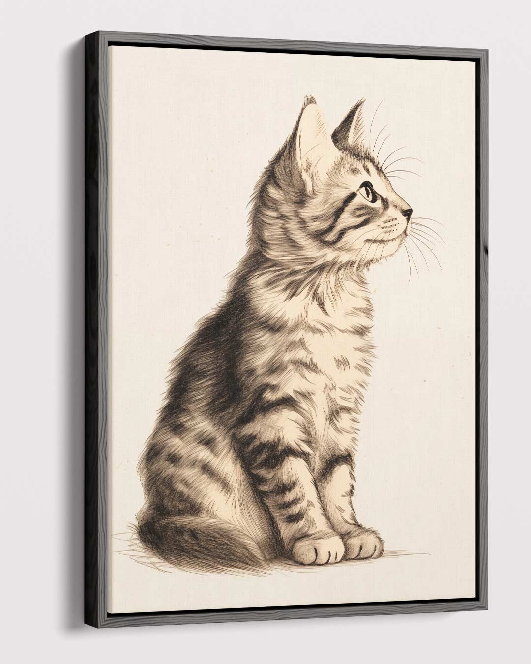 Elegante Kat Schets – canvas wanddecoratie in portret formaat