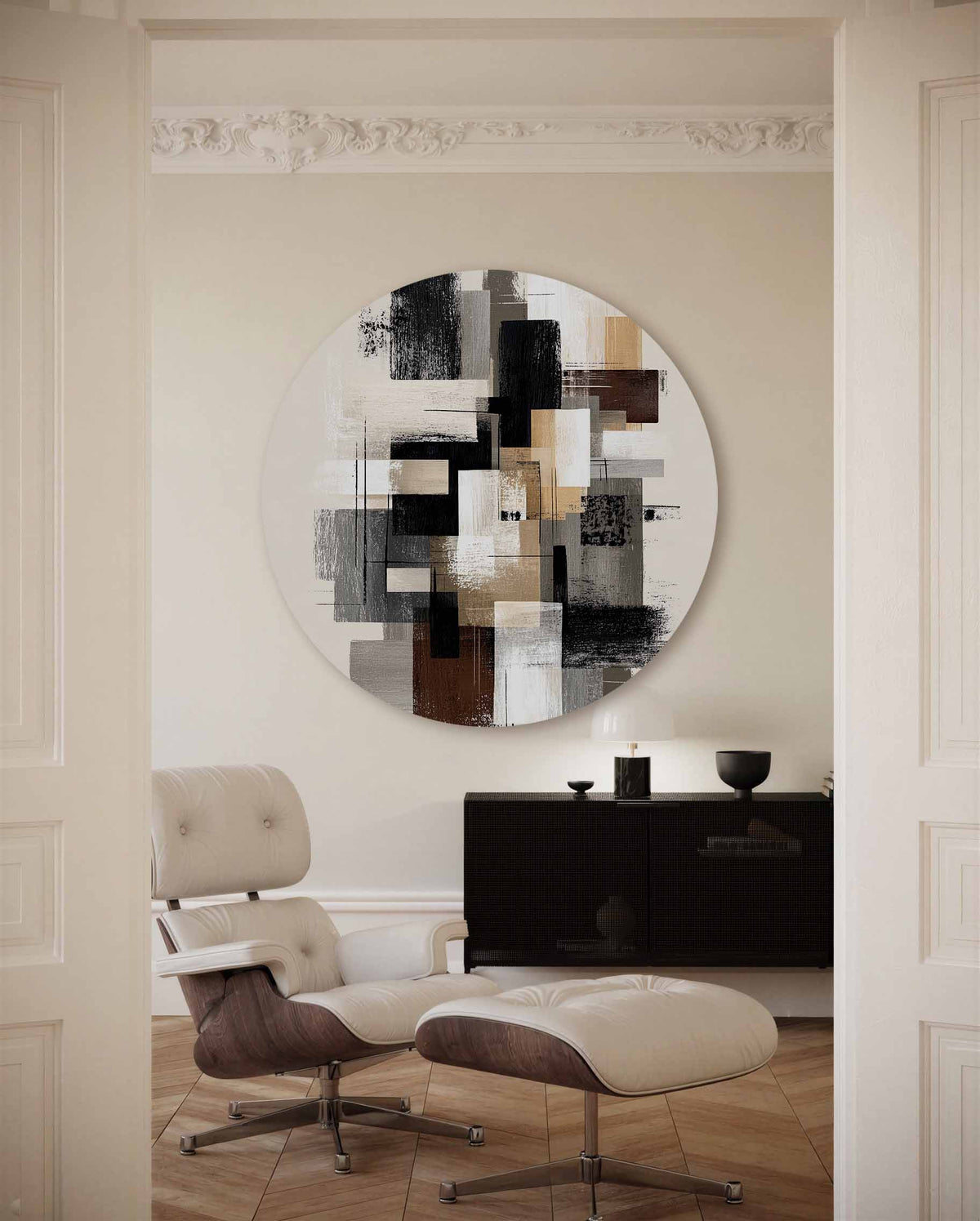 Abstracte rechthoeken – moderne abstracte muurcirkel voor aan de muur