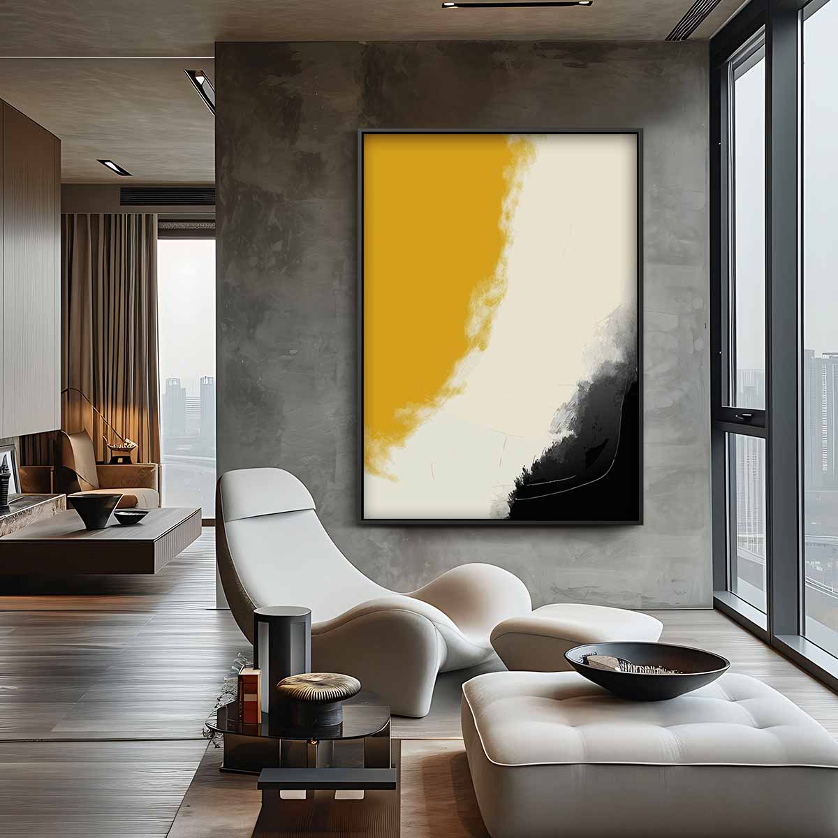 Warm Aards Abstract – canvas wanddecoratie in portret formaat