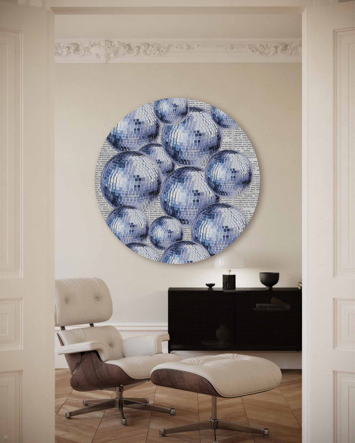 Spiegelbollen – kleurrijke Pop Art muurcirkel voor aan de muur