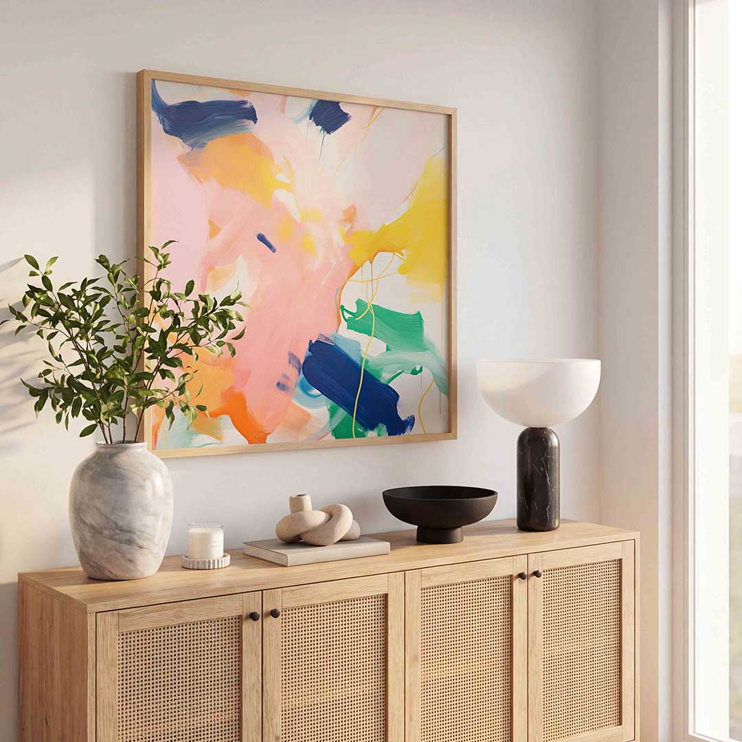 Abstracte kleurrijke vormen – illustratie poster in vierkant formaat