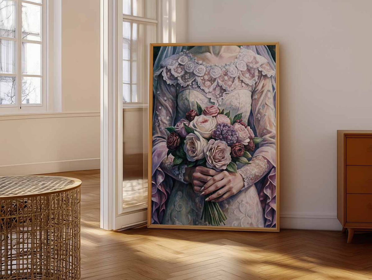 Romantische Bruidsbloemen – vrolijke paasillustratie als portret poster