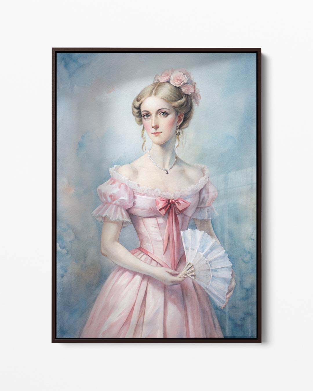 Dame in Roze Jurk – portret kunstwerk als wanddecoratie