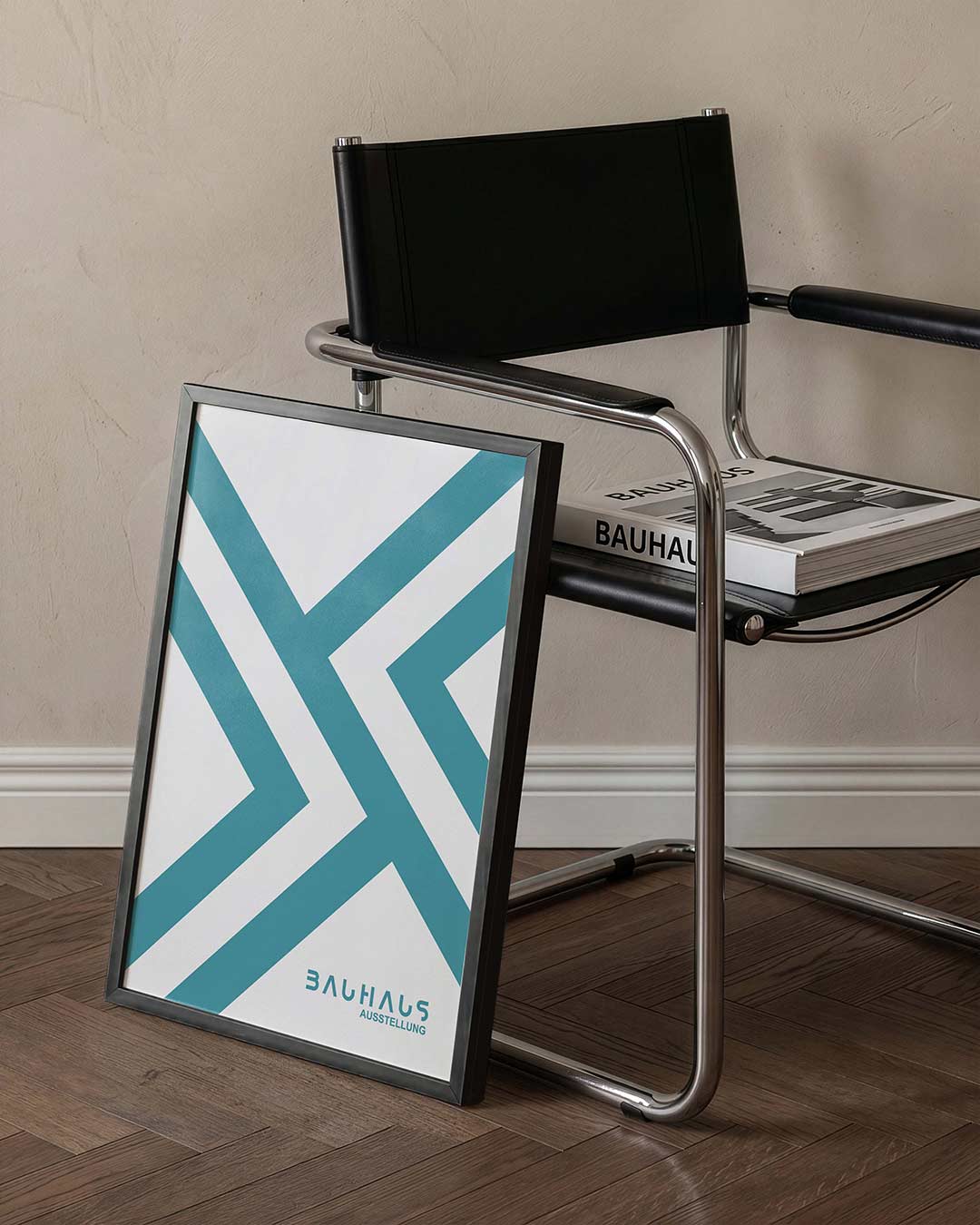 Lijnenspel en vlakken – staande Bauhaus poster voor aan de muur