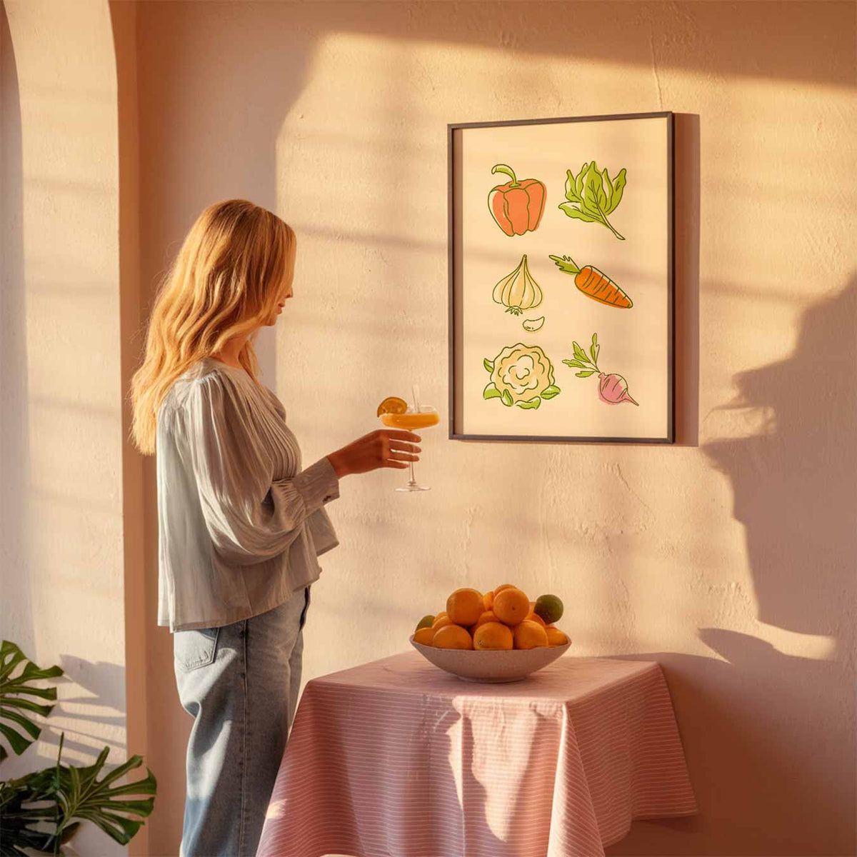 Vrolijke Groente Illustratieposter – keuken poster als sfeervolle staande wanddecoratie