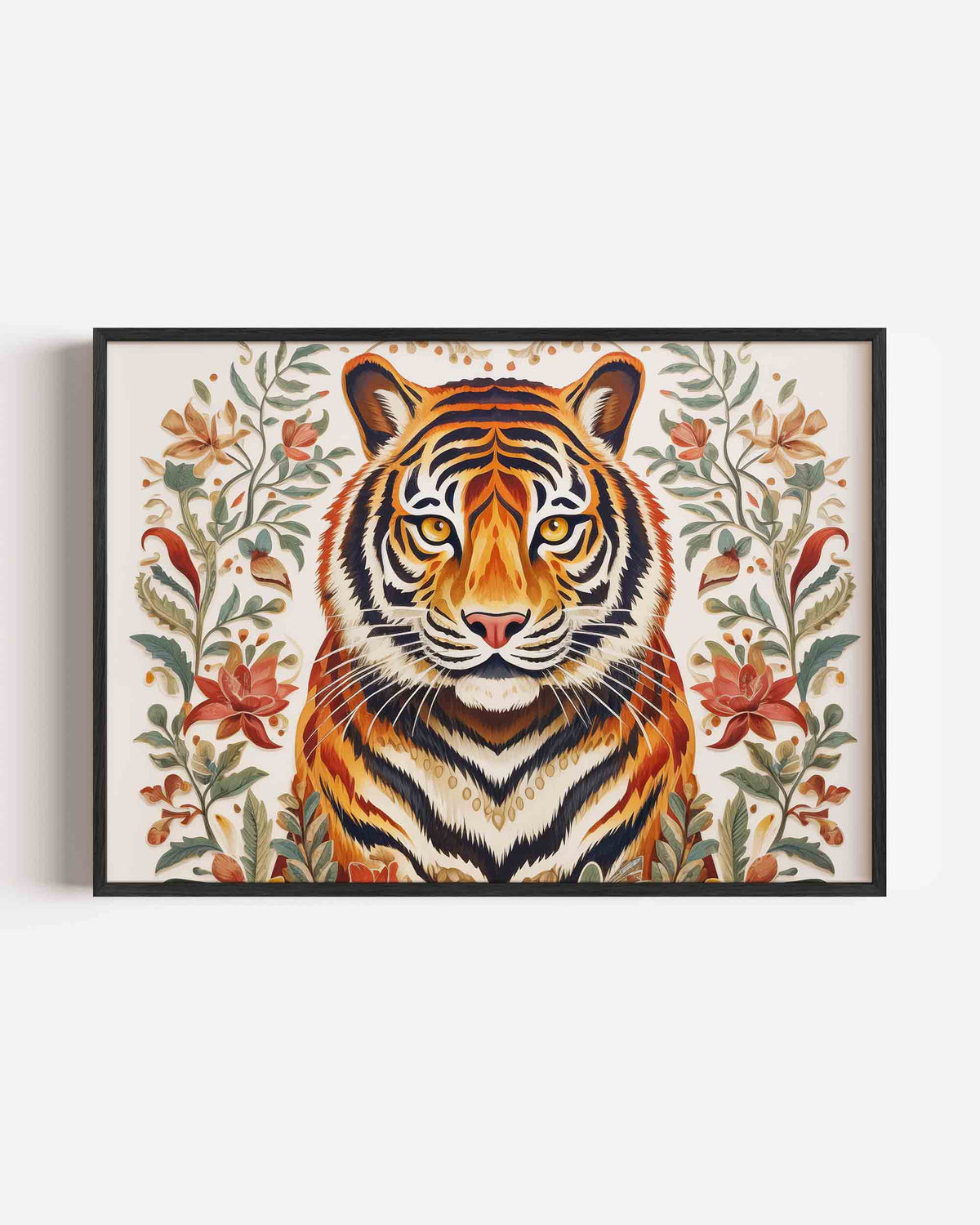 Tijger met bloemen – dieren landscape poster als wanddecoratie