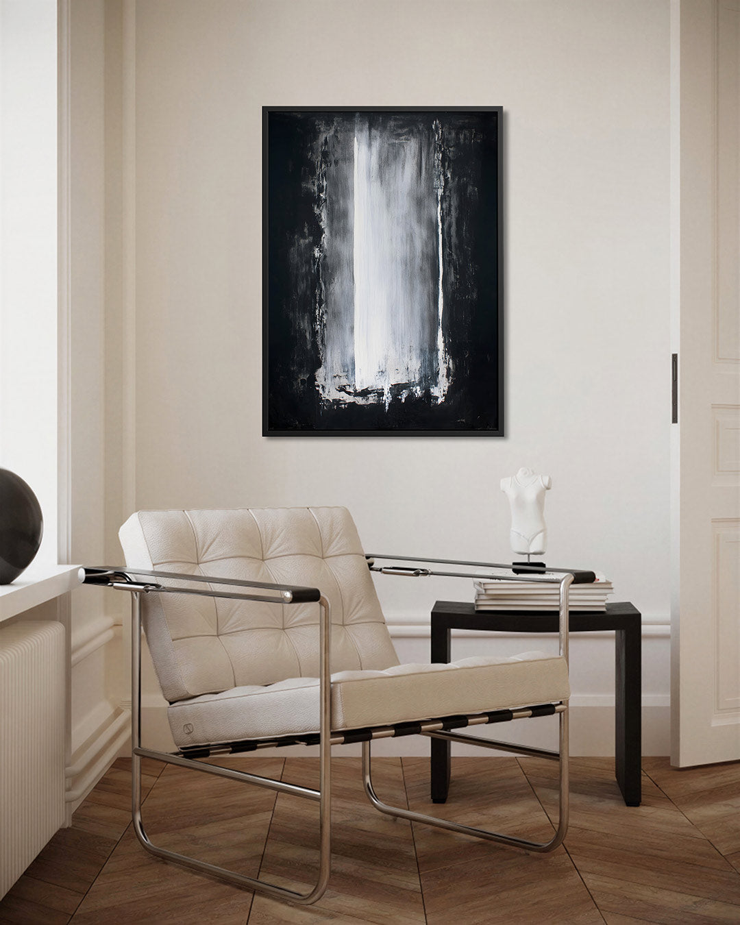 Monochrome vertical harmonie – staand wanddecoratie kunstwerk