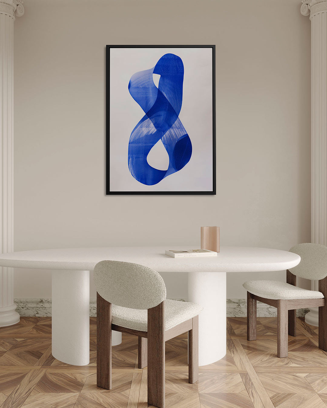 Dynamische blauwe vorm – staand wanddecoratie kunstwerk