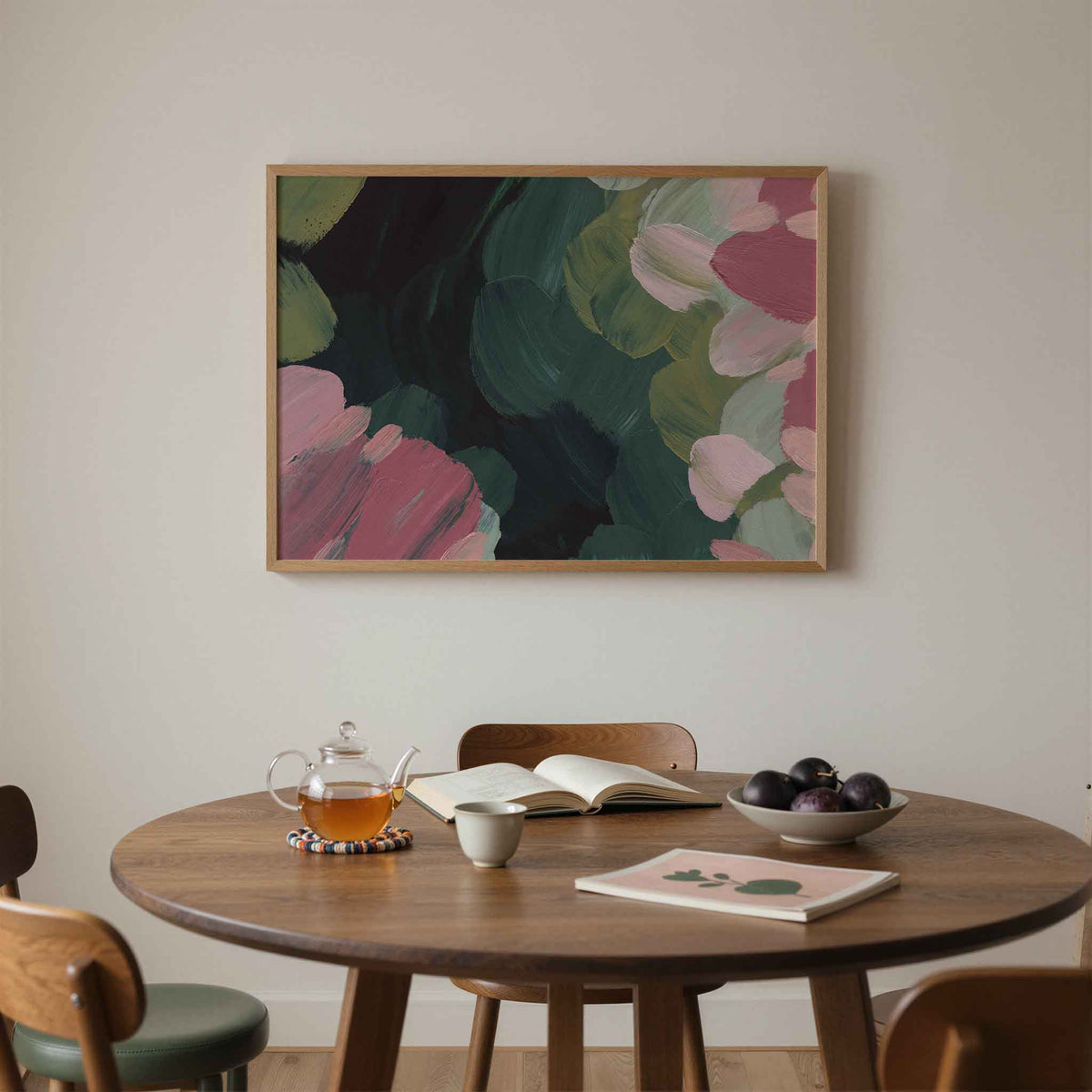 Abstracte bloemen – liggende schilderkunst wanddecoratie van WallArtistic