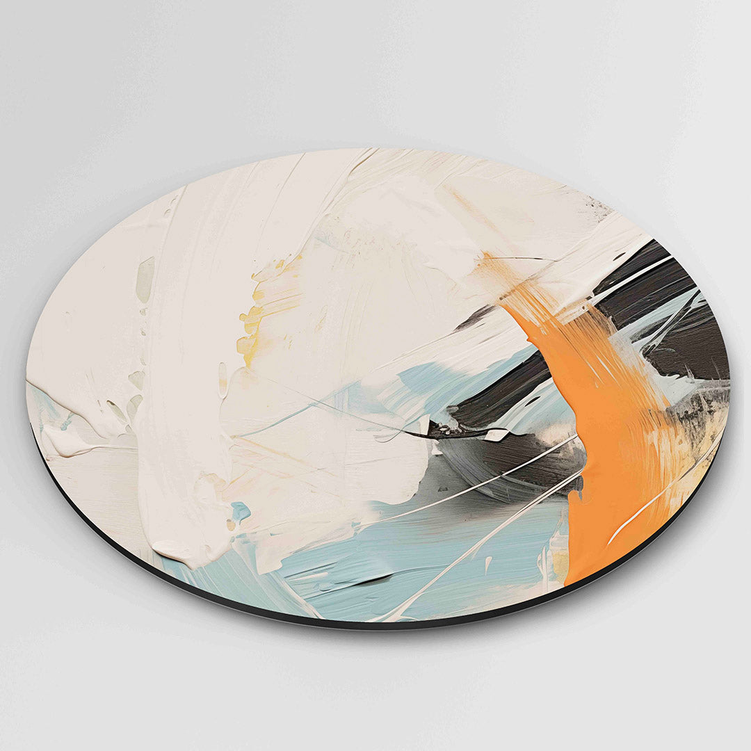 Abstracte penseelstreken – ronde wanddecoratie met abstract ontwerp