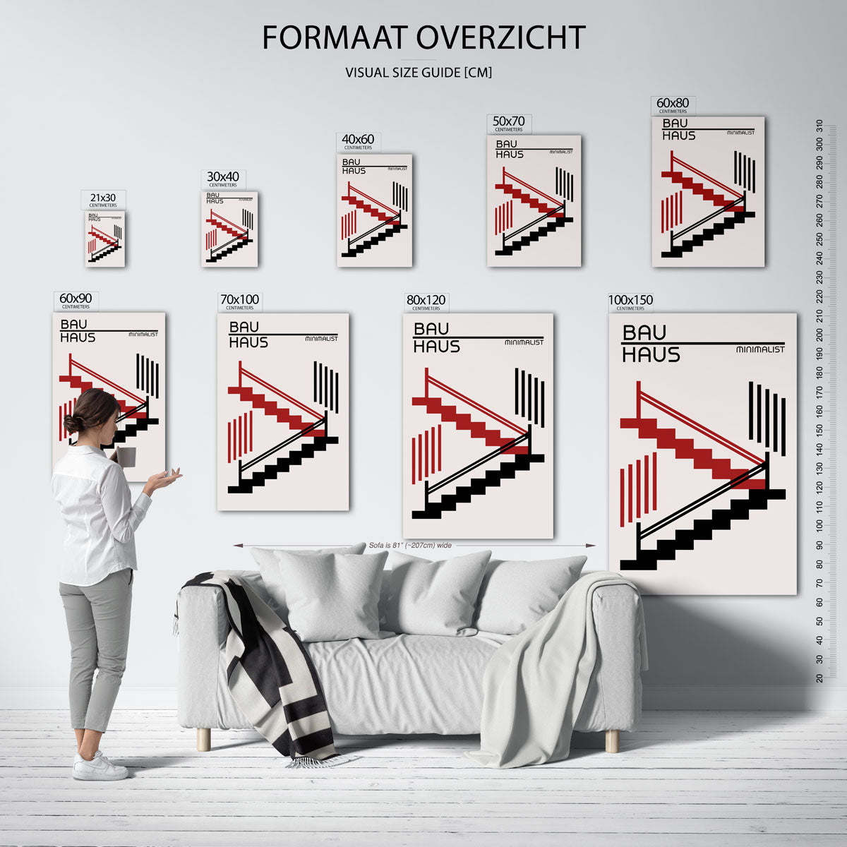 Lijnen en trappen – Bauhaus poster als geometrische wanddecoratie