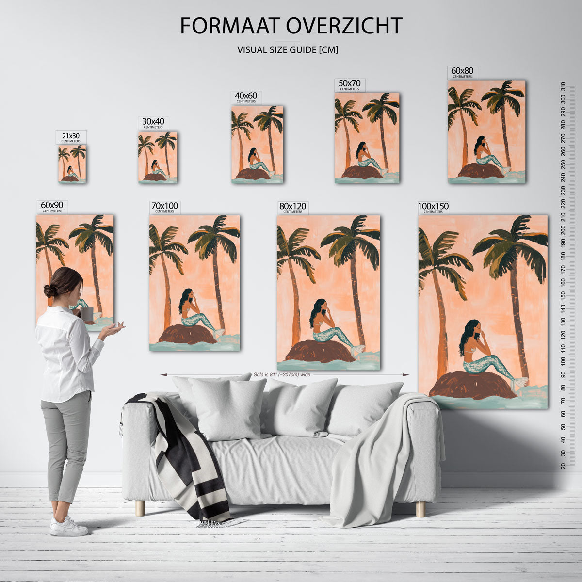 Zeemeermin en palmbomen – staande muurposter met jungle thema