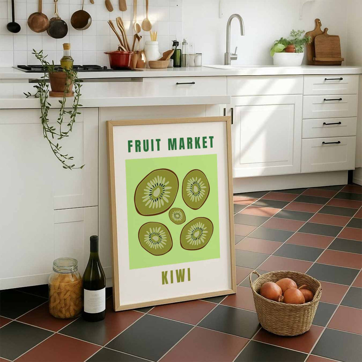Kiwi Fruit Market – staande muurposter voor keuken of eethoek