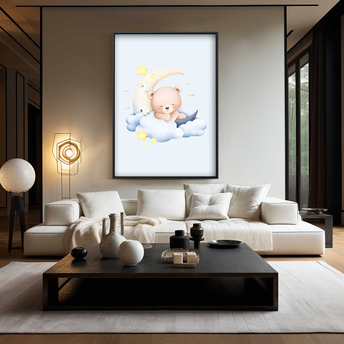 Dromende Beer in de Wolken – canvas wanddecoratie in portret formaat