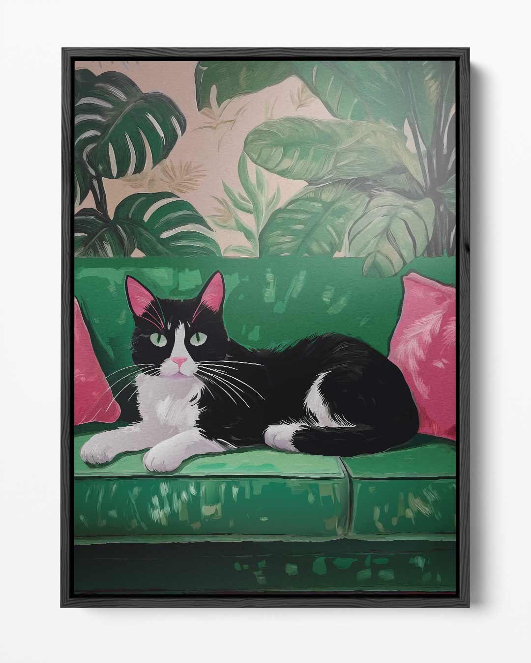 Tropische Kat op de Bank – portret kunstwerk als wanddecoratie