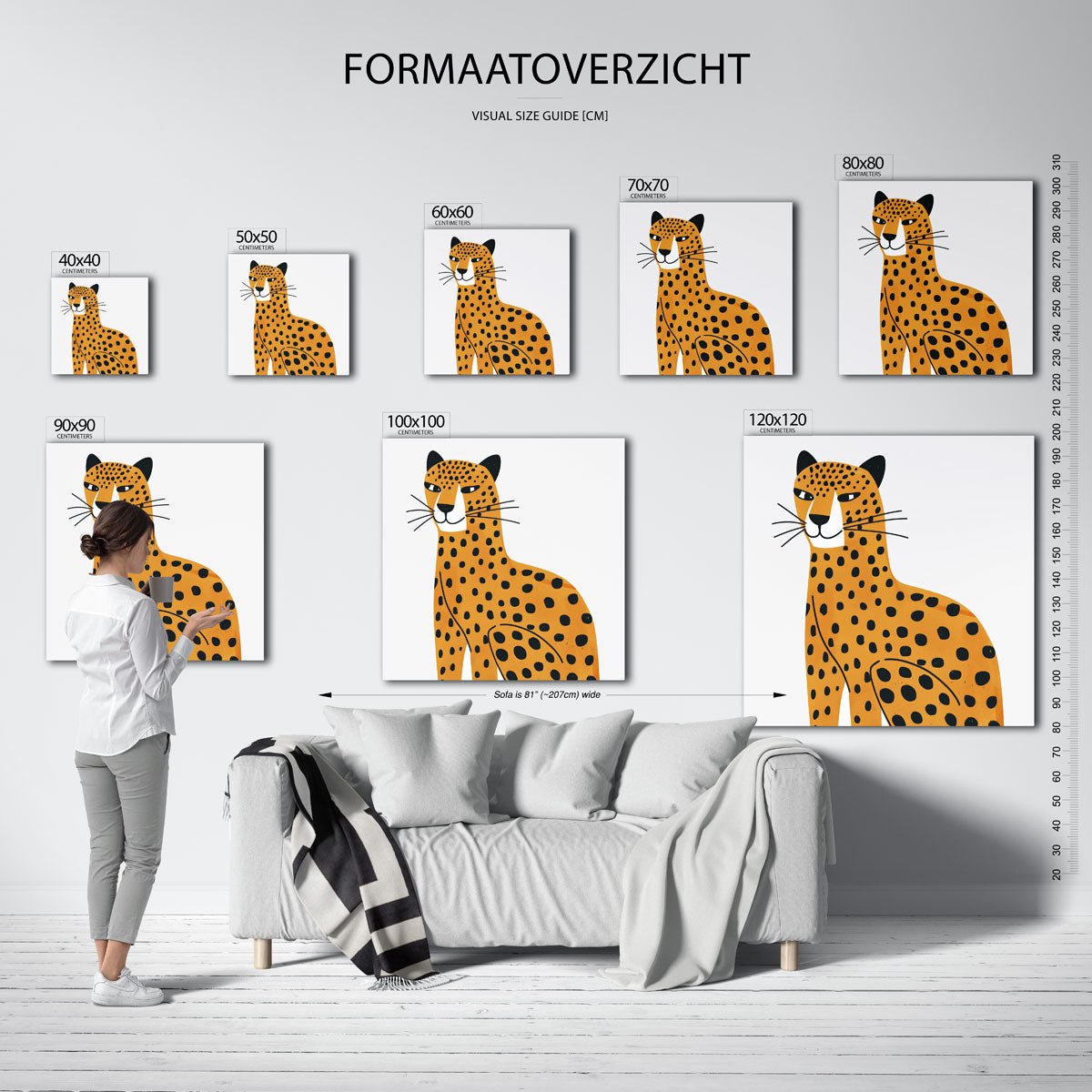 Luipaard illustratie – vierkante muurposter voor de kinderkamer