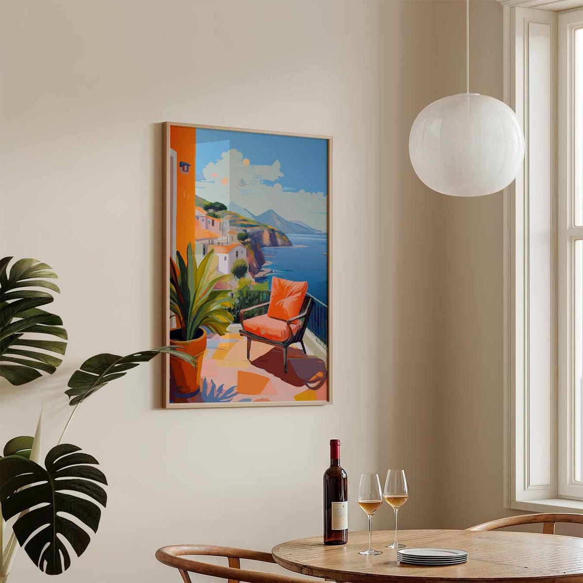 Zonnige Terrasdag – zomerse wandkunst als portret poster