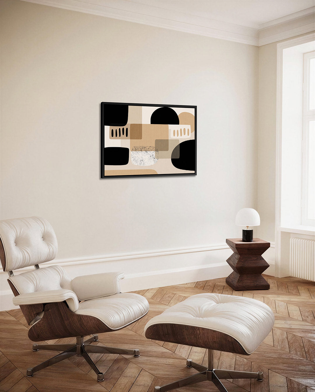 Geometrische vormen compositie – Zwart – alternatieve weergave van het kunstwerk