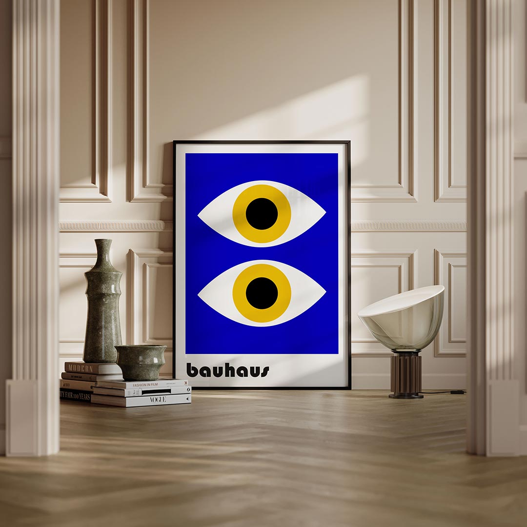 Oogvormen en kleur – moderne Bauhaus wandkunst als poster