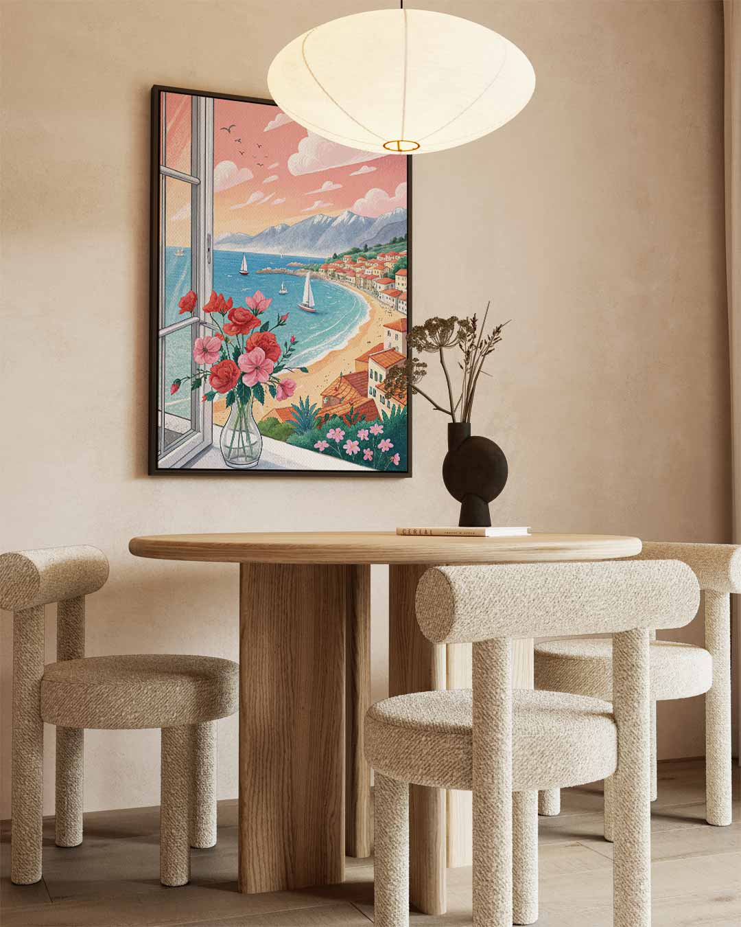 Uitzicht aan de Middellandse Zee – staand kunstwerk voor modern interieur