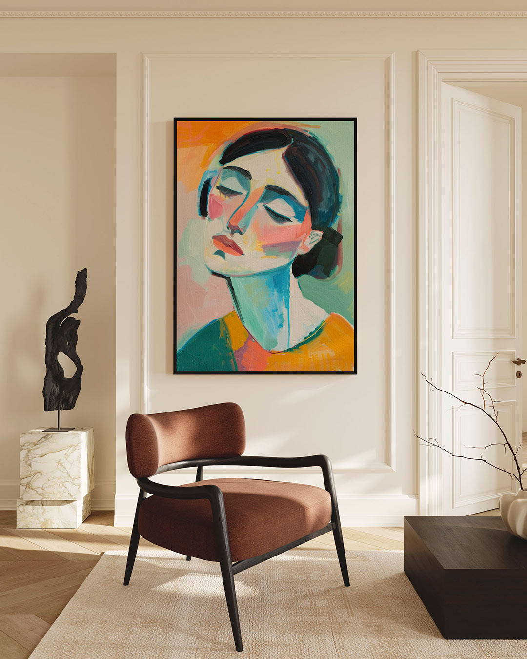 Portretstudie – Lijnen – staande wanddecoratie