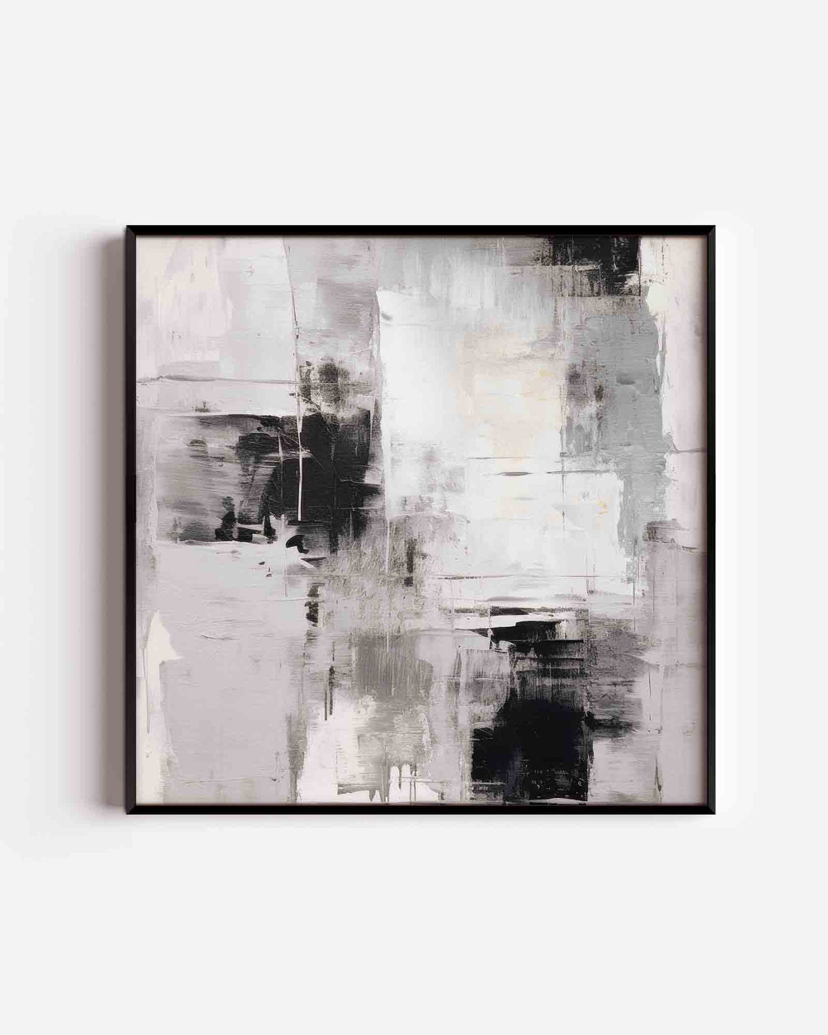 Abstracte zwart wit – zacht abstracte vierkante poster als wanddecoratie