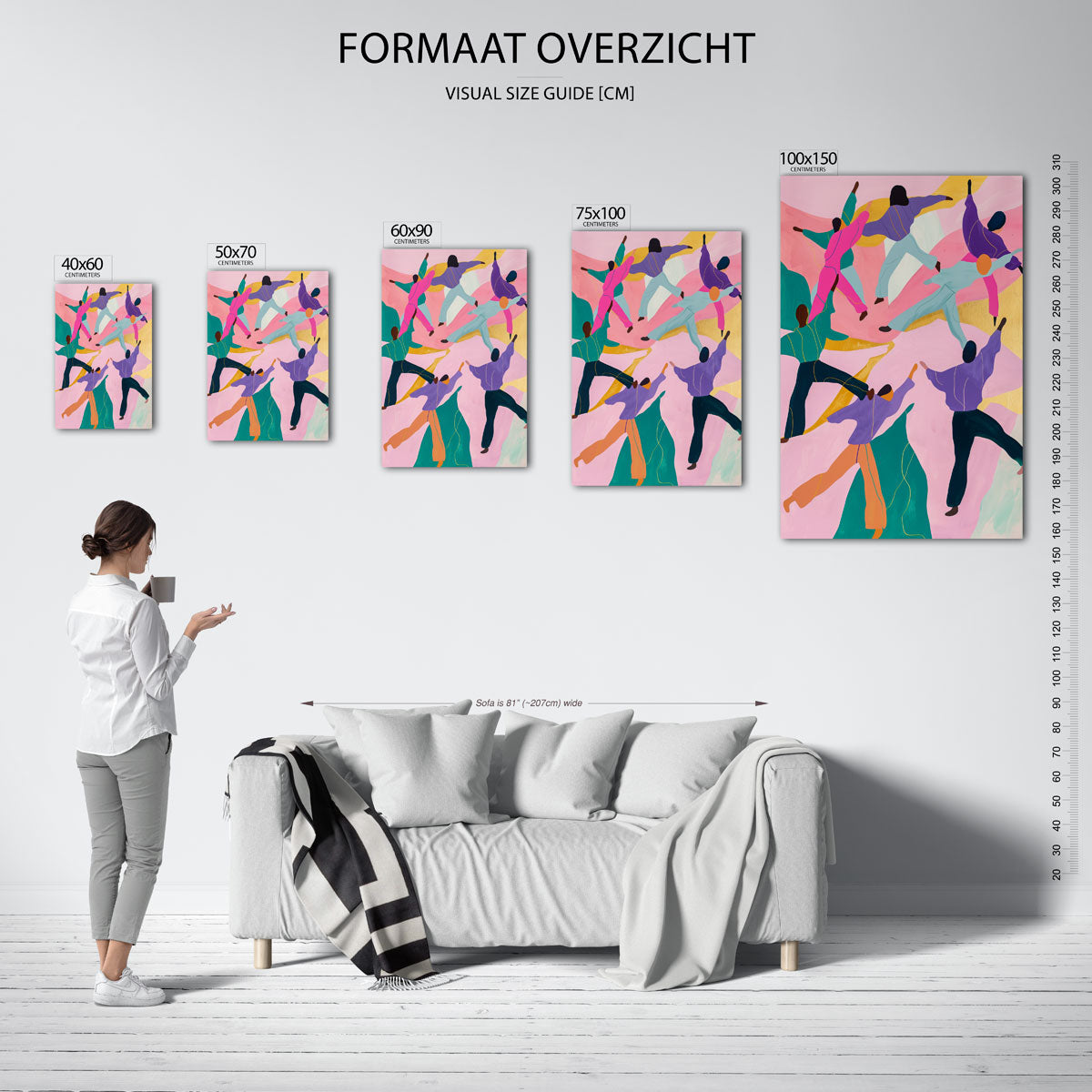 Dansende figuren – staand wanddecoratie kunstwerk