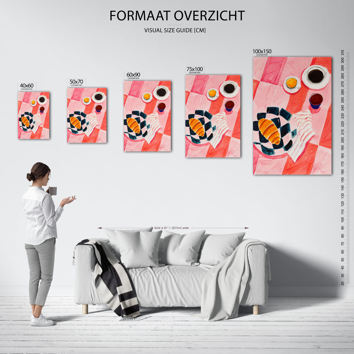 Vrolijk ontbijt tafereel – staand wanddecoratie kunstwerk