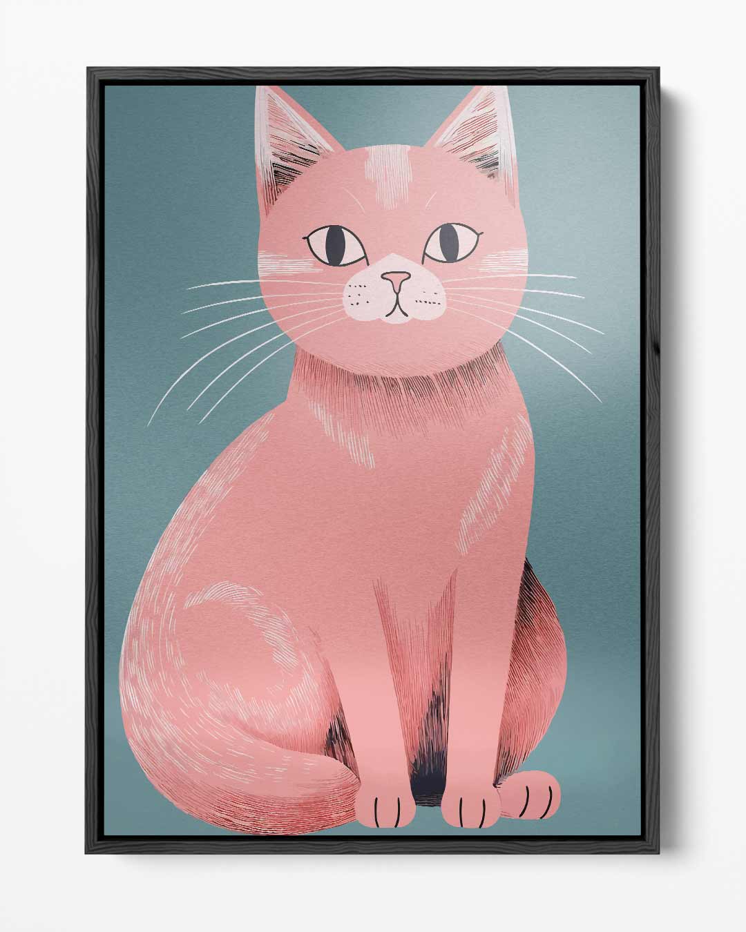Roze Kat Illustratie – portret kunstwerk als wanddecoratie