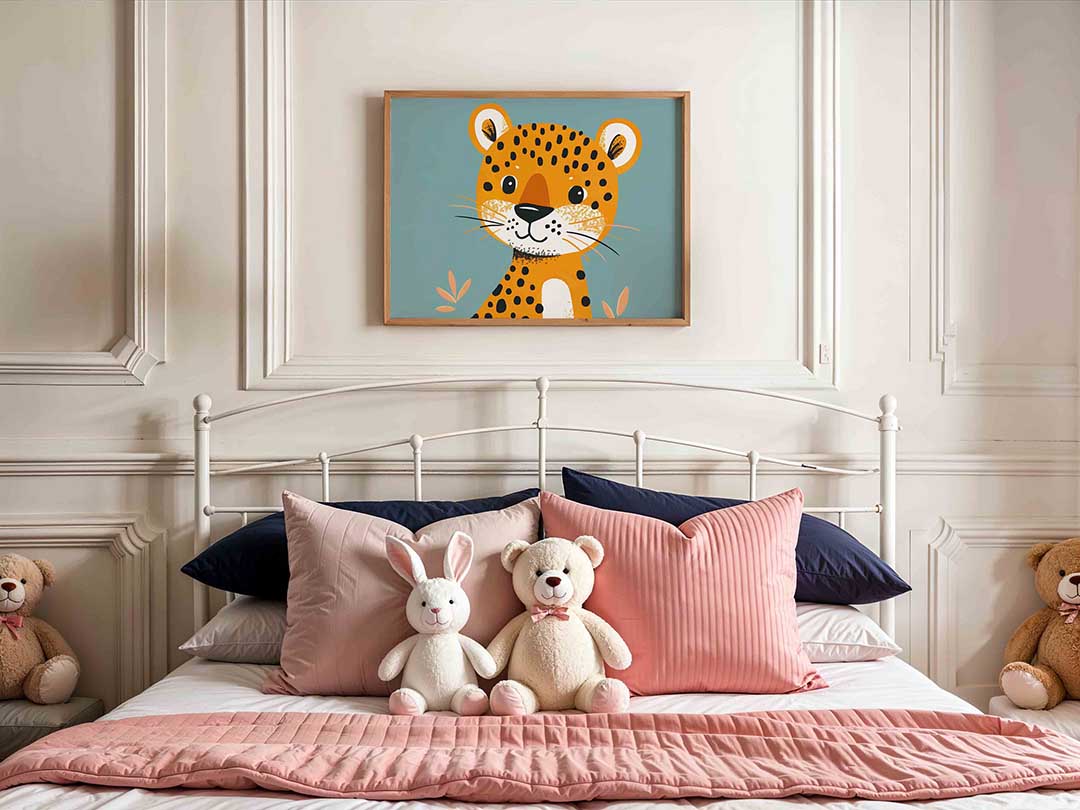 Schattige luipaard – kids poster in liggend formaat