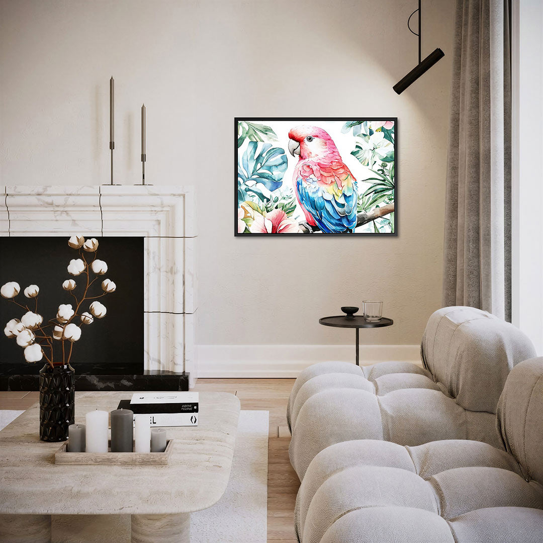 Vrolijke papegaai – Dieren kunstwerk – liggende wanddecoratie